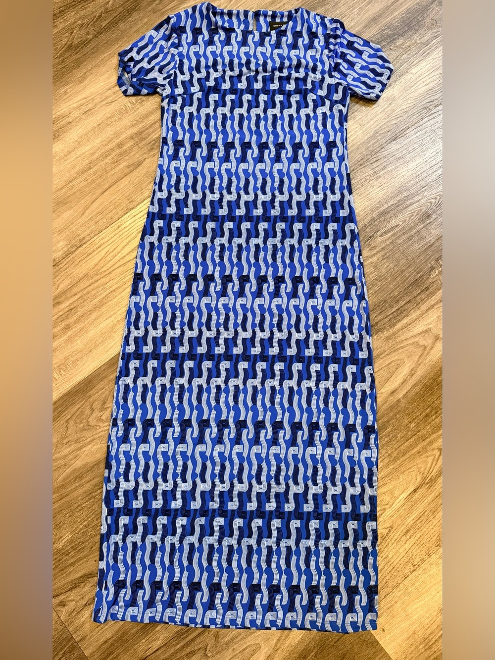 Donna Morgan Blue Geometric Print Maxi Dress NWOT US 4